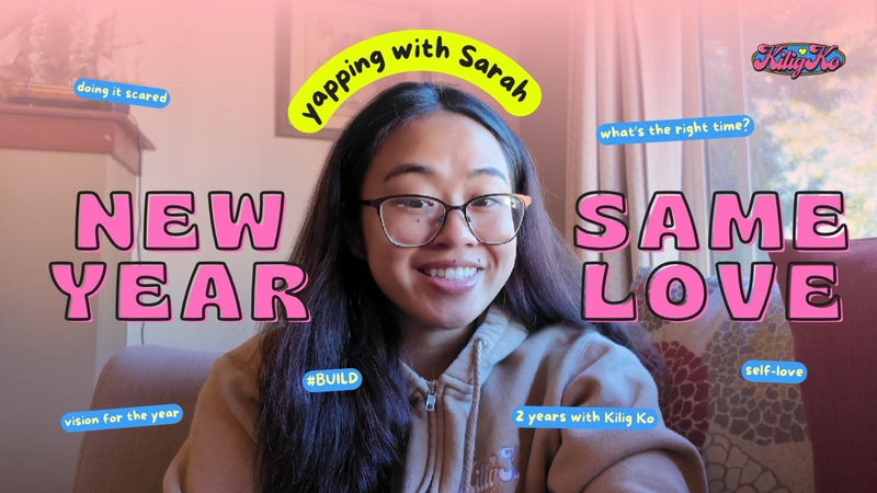 youtube video thumbnai with graphics and text new year same love yapping with sarah about 2026 vision