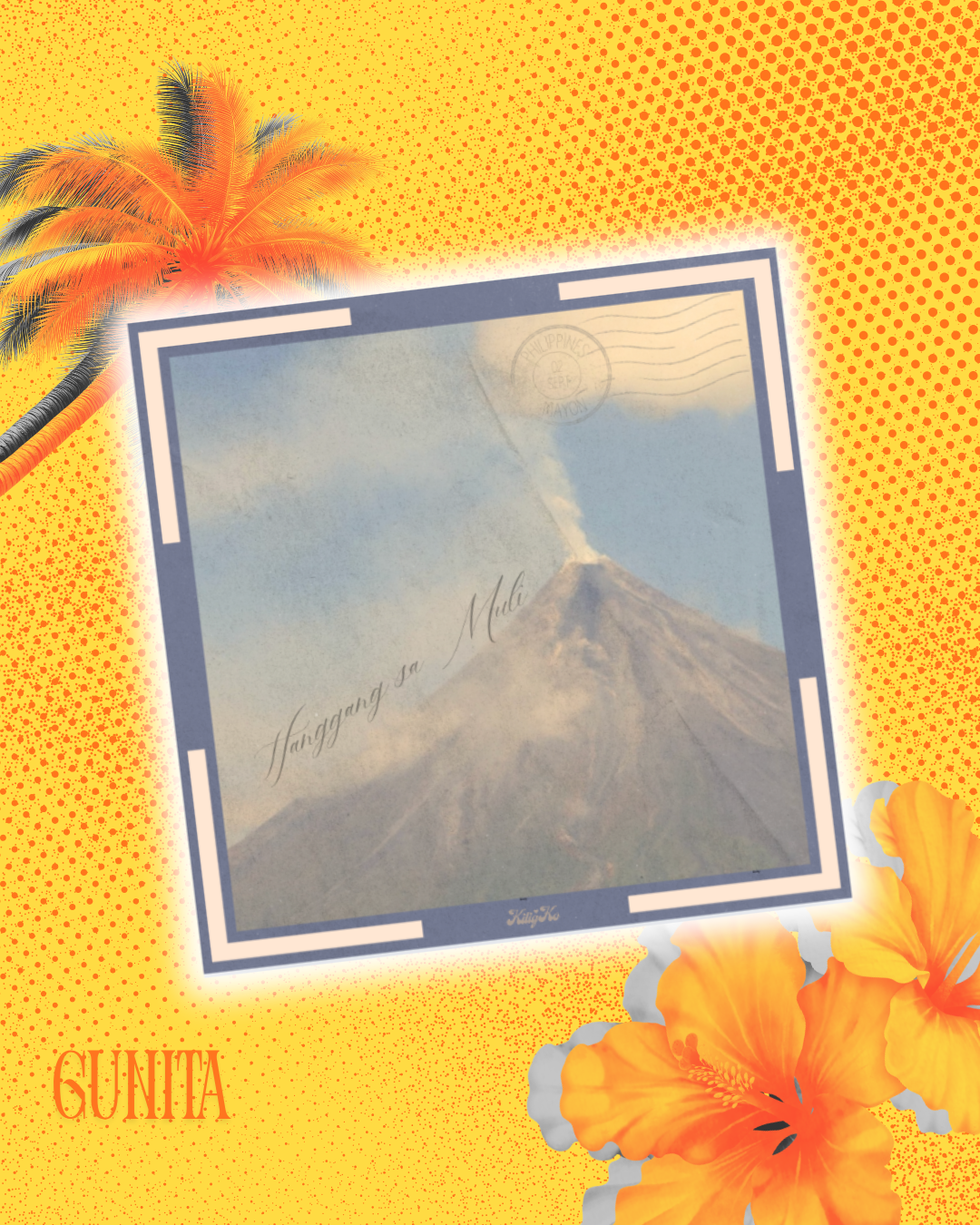 Gunita scarf blue scarf with mayon volcano print mockup