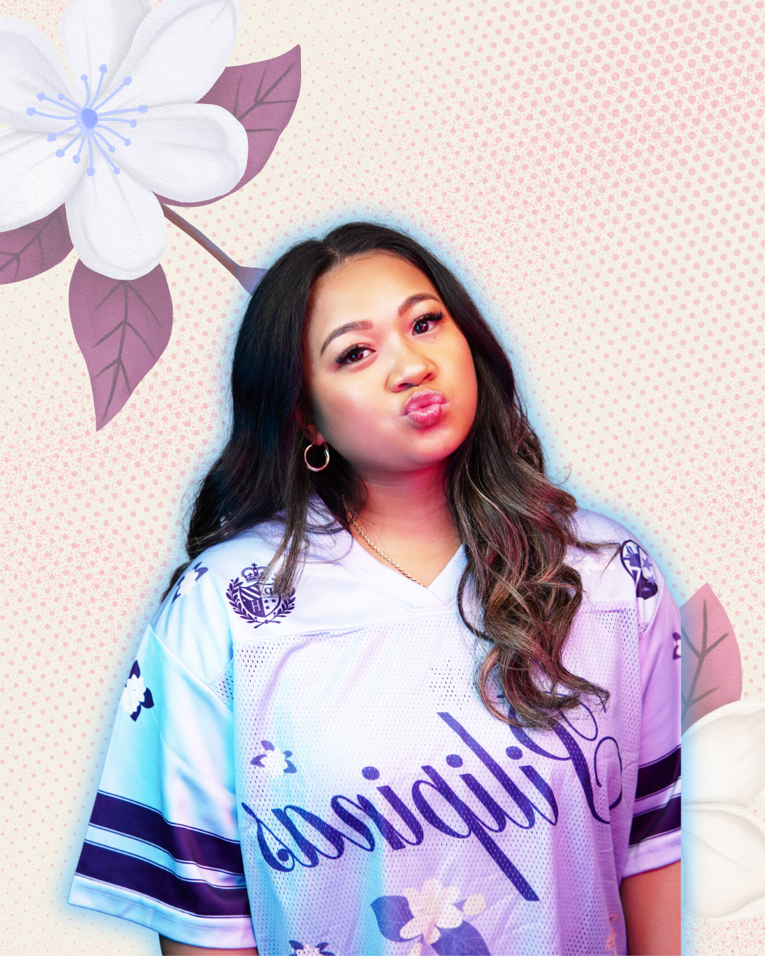 Kilig Ko Sampaguita Blue Mesh Jersey Floral worn by model female