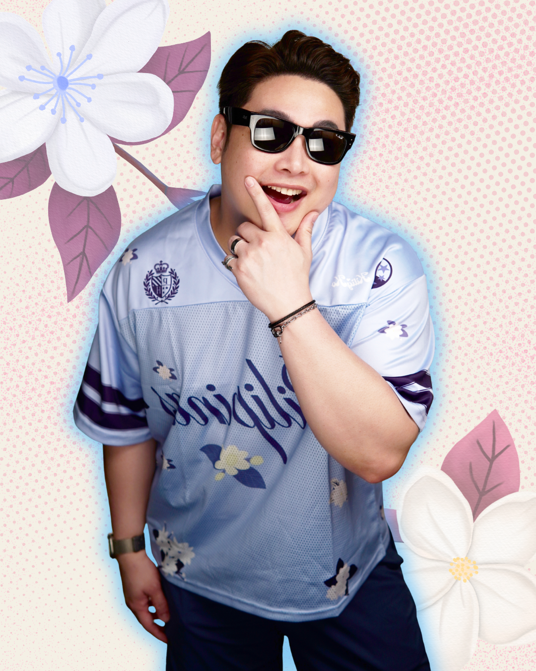 Kilig Ko Sampaguita Blue Mesh Jersey Floral worn by model