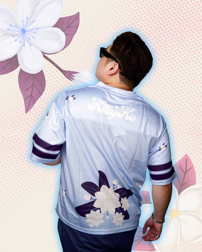 Kilig Ko Sampaguita Blue Mesh Jersey Floral worn by model back side